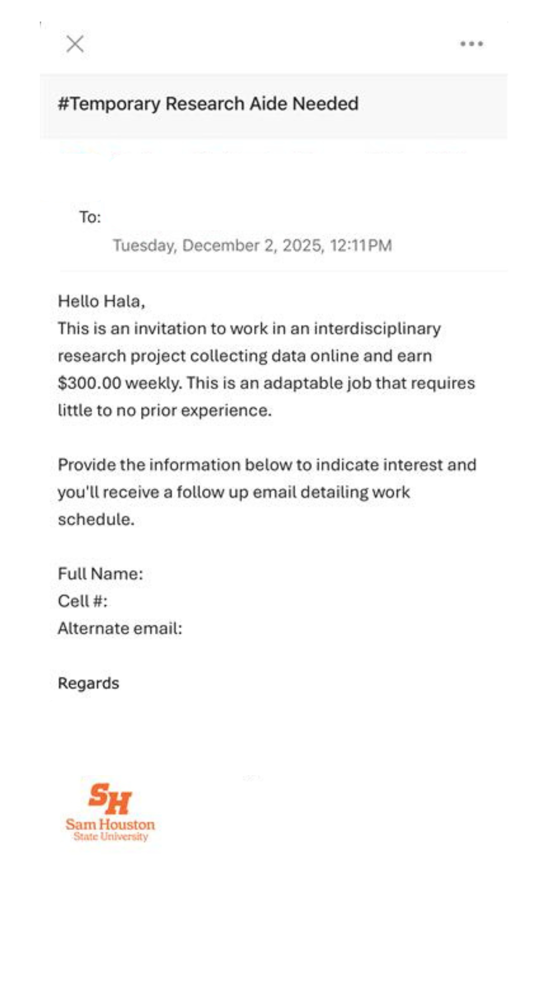 SHSU Phishing Email 2026.png